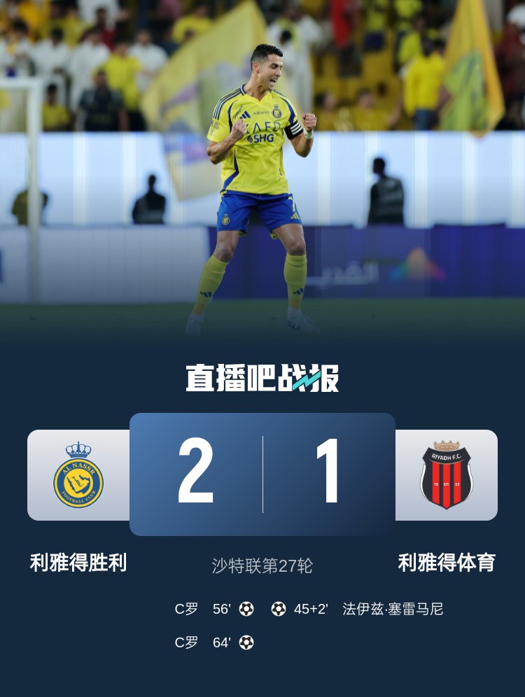 利雅得勝利達(dá)成沙特職業(yè)聯(lián)賽900球里程碑，僅少于新月
